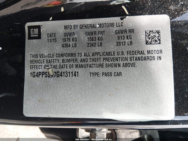 Продаж на аукціоні авто 2016 Buick Verano, vin: 1G4PP5SK7G4131141, номер лоту: 45852931