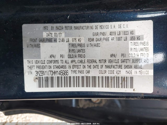 Aukcja sprzedaży 2017 Mazda Mazda3 Touring, vin: 3MZBN1V70HM145986, numer aukcji: 45853043