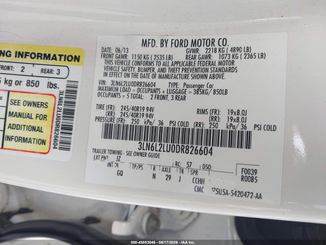 Продаж на аукціоні авто 2013 Lincoln Mkz Hybrid, vin: 3LN6L2LU0DR826604, номер лоту: 45853046