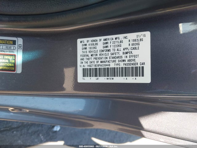 Honda Accord Lx-s 2015 1HGCT1B39FA006448 Image 9