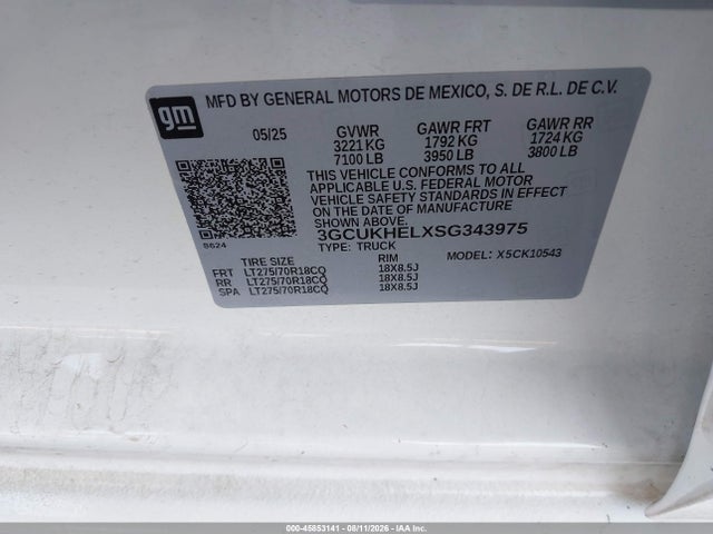 45853141 :رقم المزاد ، 3GCUKHELXSG343975 vin ، 2025 Chevrolet Silverado 1500 4wd  Short Bed Zr2 مزاد بيع