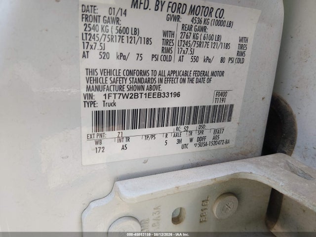 Aukcja sprzedaży 2014 Ford F-250 Xl, vin: 1FT7W2BT1EEB33196, numer aukcji: 45853159