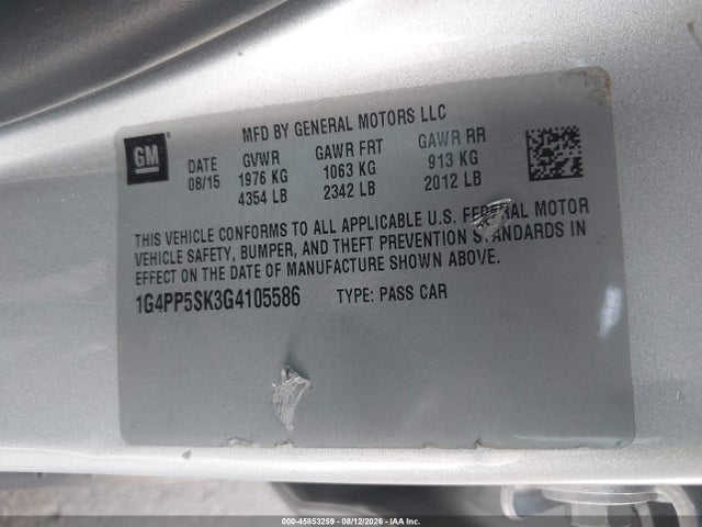 Buick Verano 2016 1G4PP5SK3G4105586 Image 9