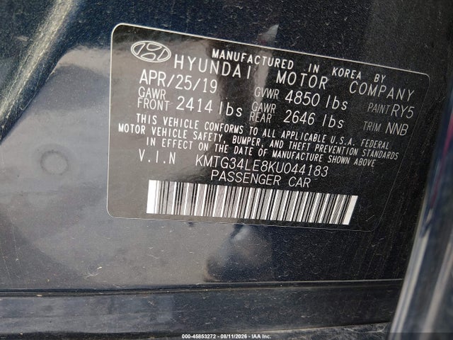 2019 Genesis G70 3.3t Advanced მანქანა იყიდება აუქციონზე, vin: KMTG34LE8KU044183, აუქციონის ნომერი: 45853272