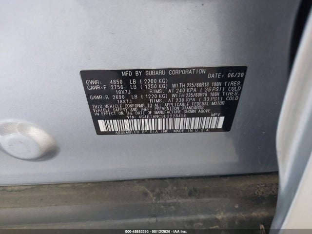 Aukcja sprzedaży 2020 Subaru Outback Limited, vin: 4S4BTANC9L3228456, numer aukcji: 45853293