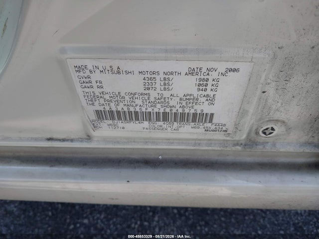 Продаж на аукціоні авто 2007 Mitsubishi Galant Es/se, vin: 4A3AB36FX7E049759, номер лоту: 45853329