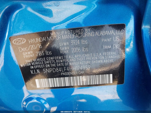 Hyundai ELANTRA SE 2017 5NPD84LF4HH174959 Image 9