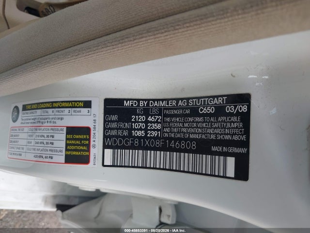 Aukcja sprzedaży 2008 Mercedes-benz C 300 Luxury 4matic/sport 4matic, vin: WDDGF81X08F146808, numer aukcji: 45853391