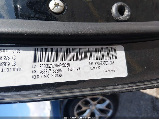 45853417 :رقم المزاد ، 2C3CDZAGXGH309308 vin ، 2016 Dodge Challenger Sxt Plus مزاد بيع