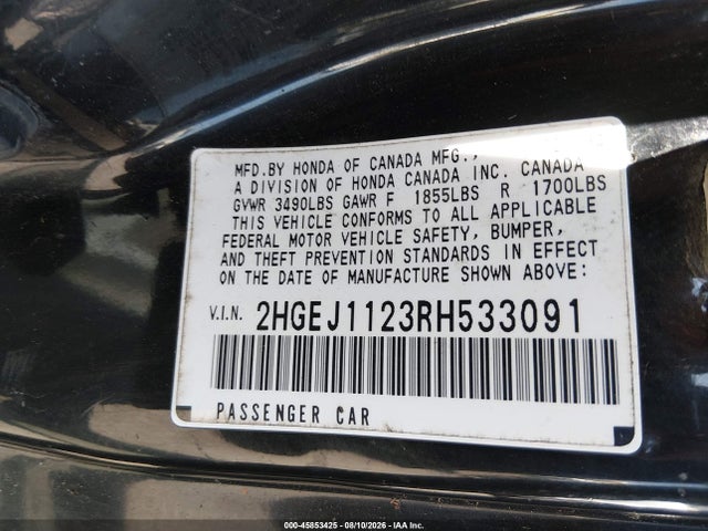 Aukcja sprzedaży 1994 Honda Civic Ex, vin: 2HGEJ1123RH533091, numer aukcji: 45853425