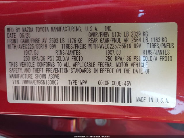 Aukcja sprzedaży 2025 Mazda Cx-50 Hybrid Premium Plus Package, vin: 7MMVAAEW9SN130807, numer aukcji: 45853434