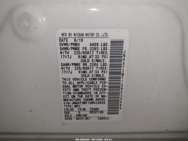Nissan ROGUE S 2016 JN8AT2MT1GW024699 Image 9