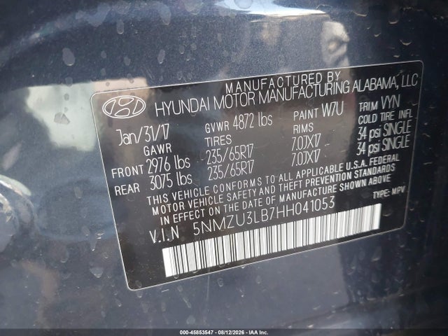 5NMZU3LB7HH041053 Hyundai Santa Fe Sport 2.4l