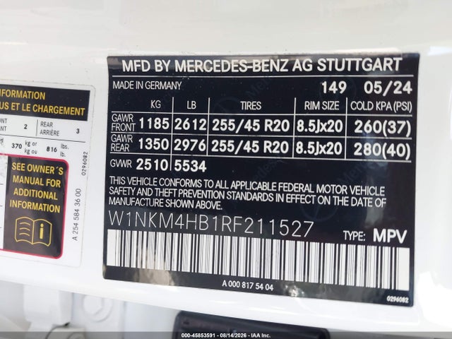 45853591 :رقم المزاد ، W1NKM4HB1RF211527 vin ، 2024 Mercedes-benz Glc 300 4matic Suv مزاد بيع
