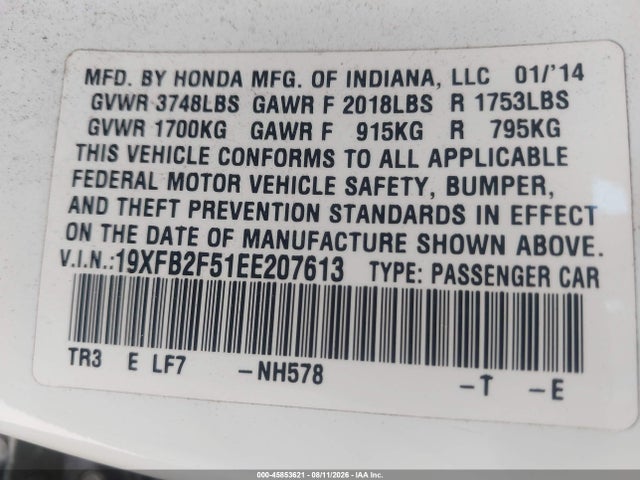 Honda Civic Lx 2014 19XFB2F51EE207613 Image 9