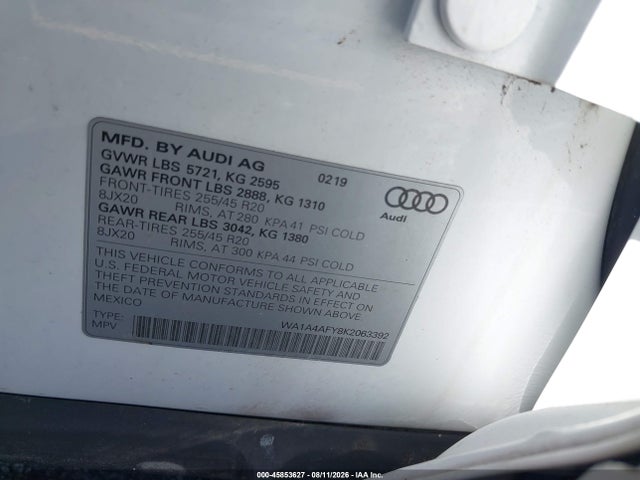 Aukcja sprzedaży 2019 Audi Sq5 3.0t Premium, vin: WA1A4AFY8K2063392, numer aukcji: 45853627