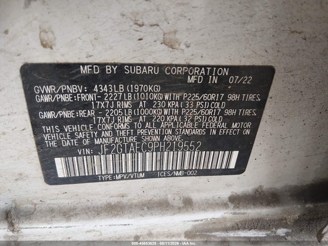 Subaru Crosstrek Premium 2023 JF2GTAEC9PH219552 Image 9