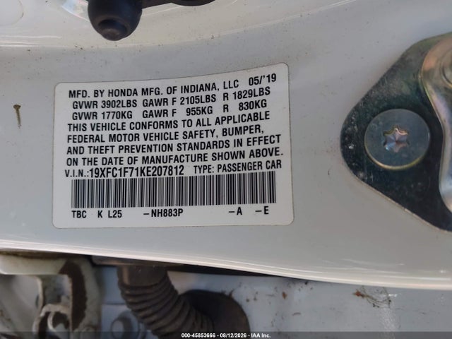 19XFC1F71KE207812 Honda Civic Ex-l