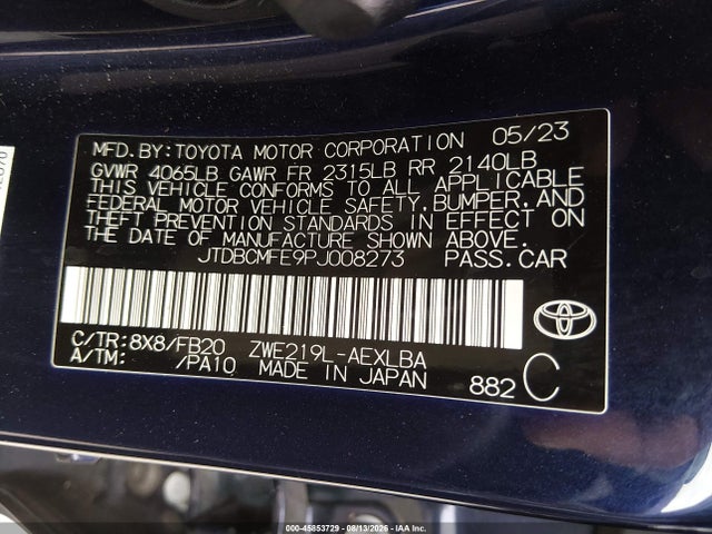 Toyota Corolla Hybrid Le 2023 JTDBCMFE9PJ008273 Image 9