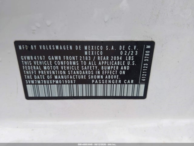 Aukcja sprzedaży 2023 Volkswagen Jetta 1.5t Se, vin: 3VW7M7BUXPM019087, numer aukcji: 45853849