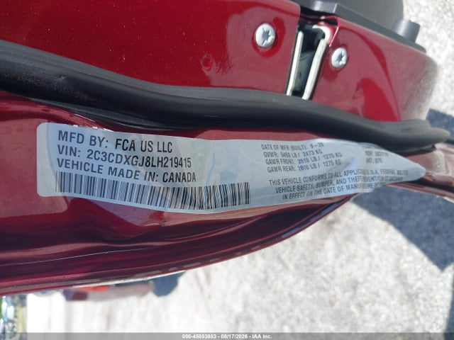 Продаж на аукціоні авто 2020 Dodge Charger Scat Pack Rwd, vin: 2C3CDXGJ8LH219415, номер лоту: 45853853