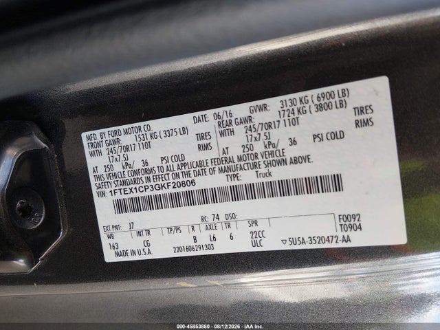Ford F-150 Xl 2016 1FTEX1CP3GKF20806 Image 9