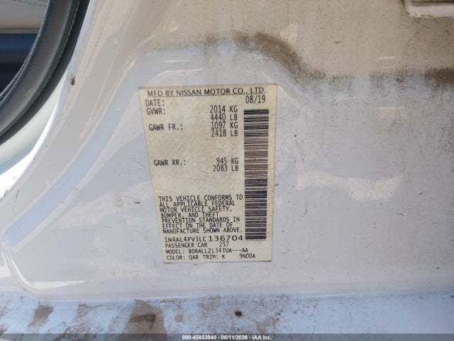 1N4AL4FV3LC136704 Nissan Altima Platinum Vc-turbo Fwd