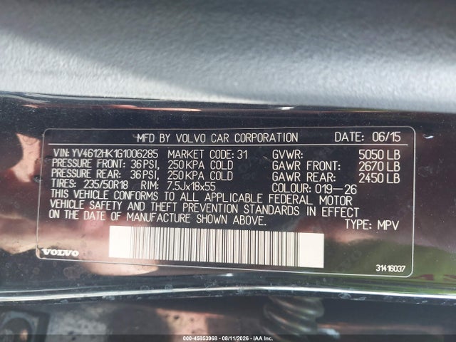 YV4612HK1G1006285 Volvo V60 Cross Country T5