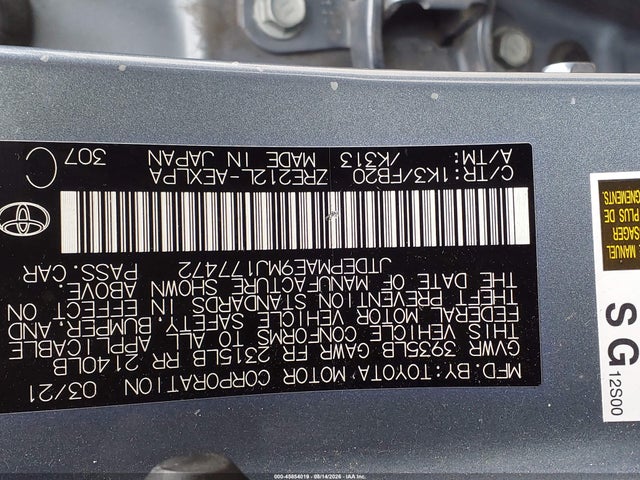 Продажа на аукционе авто 2021 Toyota Corolla Le, vin: JTDEPMAE9MJ177472, номер лота: 45854019