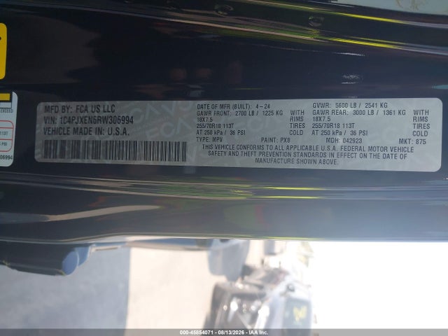 Aukcja sprzedaży 2024 Jeep Wrangler 4-door Sahara 4x4, vin: 1C4PJXEN6RW306994, numer aukcji: 45854071