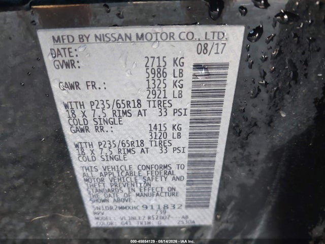 Nissan Pathfinder Sv 2017 5N1DR2MMXHC911832 Image 9