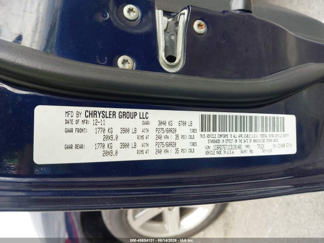 45854131 :رقم المزاد ، 1C6RD7GT1CS191481 vin ، 2012 Ram 1500 Big Horn مزاد بيع