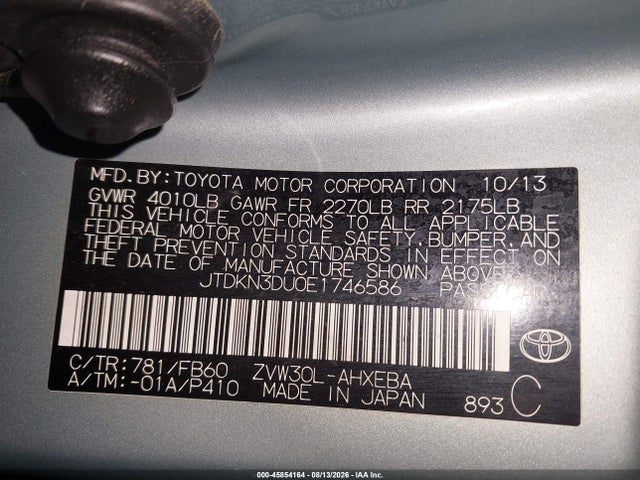 Toyota Prius Three 2014 JTDKN3DU0E1746586 Image 9