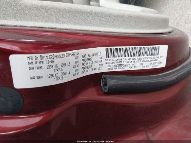 45854223 :رقم المزاد ، 1J8HG58227C562095 vin ، 2007 Jeep Commander Limited مزاد بيع