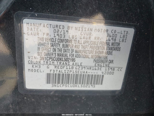 Nissan KICKS SV 2019 3N1CP5CU0KL502195 Image 9