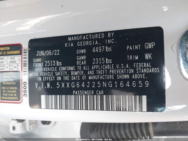 KIA K5 Gt-line 2022 5XXG64J25NG164659 Image 9