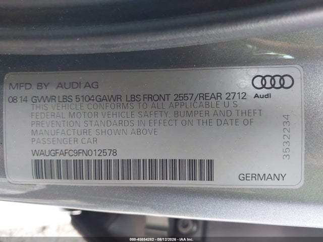 Aukcja sprzedaży 2015 Audi A6 2.0t Premium, vin: WAUGFAFC9FN012578, numer aukcji: 45854282