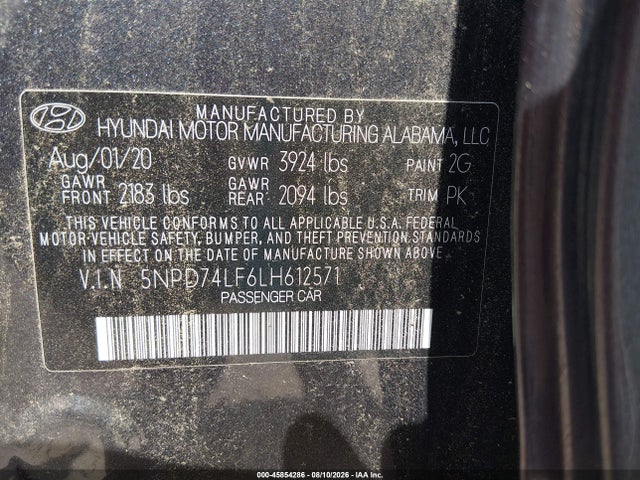 Продажа на аукционе авто 2020 Hyundai Elantra Se, vin: 5NPD74LF6LH612571, номер лота: 45854286
