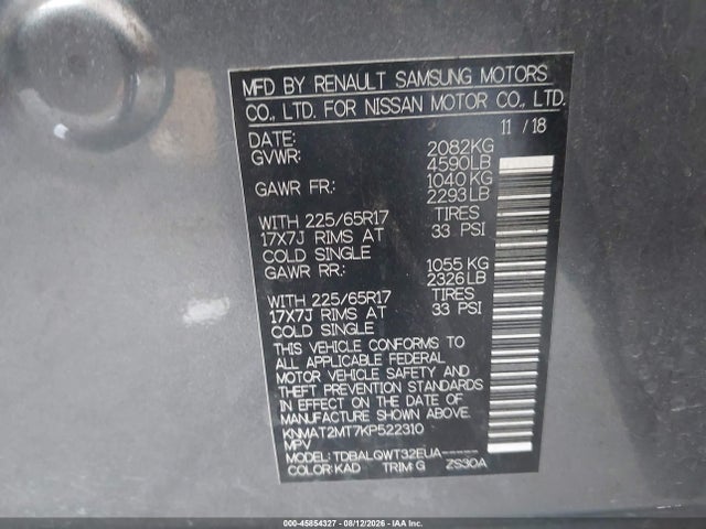 Nissan ROGUE SV 2019 KNMAT2MT7KP522310 Image 9
