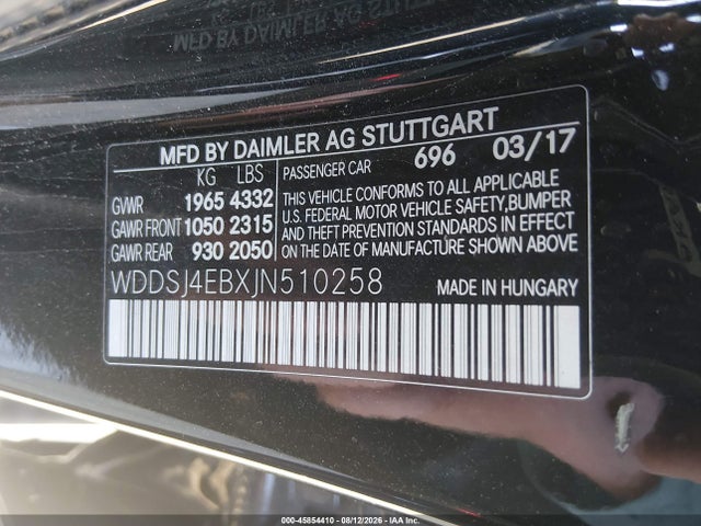 Продаж на аукціоні авто 2018 Mercedes-benz Cla 250, vin: WDDSJ4EBXJN510258, номер лоту: 45854410
