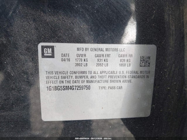 1G1BG5SM4G7259750 Chevrolet Cruze Premier Auto