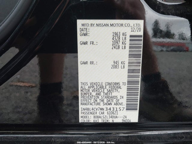 1N4BL4CV7MN343157 Nissan Altima Sr Fwd