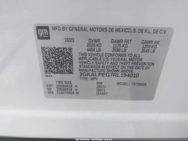 Продаж на аукціоні авто 2024 Gmc Terrain Fwd Slt, vin: 3GKALPEG7RL194010, номер лоту: 45854554