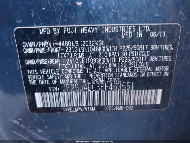 Aukcja sprzedaży 2014 Subaru Forester 2.5i Premium, vin: JF2SJAEC3EH463551, numer aukcji: 45854582
