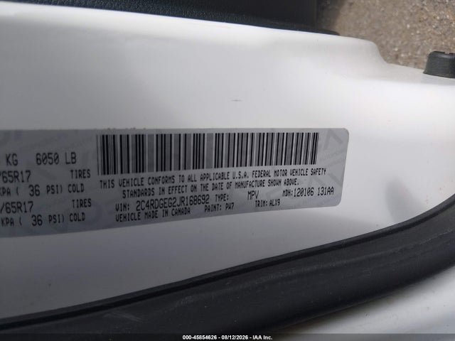 Dodge Grand Caravan Gt 2018 2C4RDGEG2JR168692 Image 9