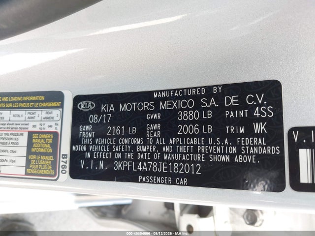 Aukcja sprzedaży 2018 Kia Forte Lx, vin: 3KPFL4A78JE182012, numer aukcji: 45854656