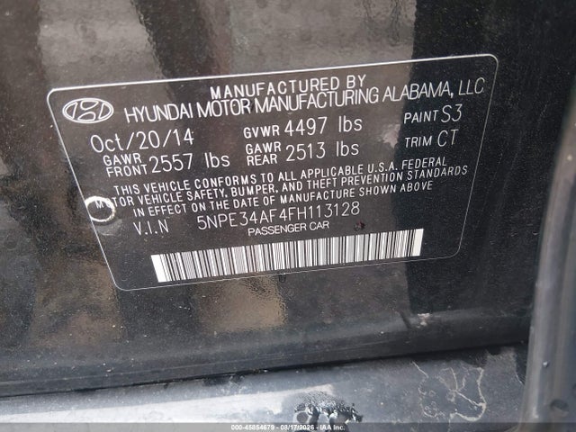 2015 Hyundai Sonata Sport მანქანა იყიდება აუქციონზე, vin: 5NPE34AF4FH113128, აუქციონის ნომერი: 45854679