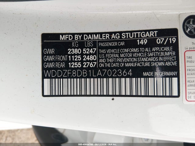 Продаж на аукціоні авто 2020 Mercedes-benz E 350, vin: WDDZF8DB1LA702364, номер лоту: 45854766
