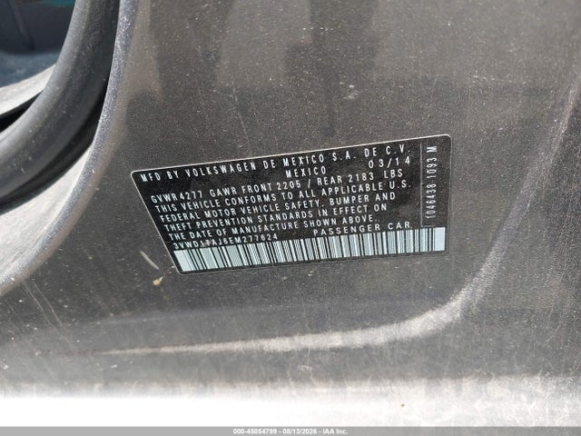 Aukcja sprzedaży 2014 Volkswagen Jetta 1.8t Se, vin: 3VWD17AJ6EM277624, numer aukcji: 45854799
