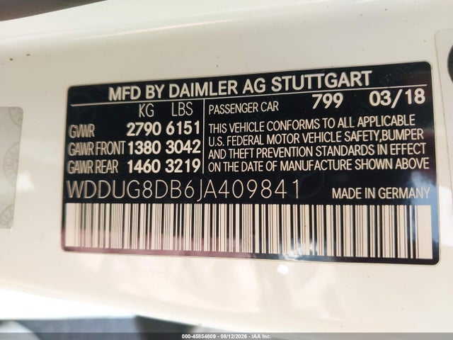 Aukcja sprzedaży 2018 Mercedes-benz S 560, vin: WDDUG8DB6JA409841, numer aukcji: 45854809